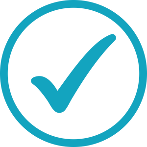 Blue check mark icon on a white background